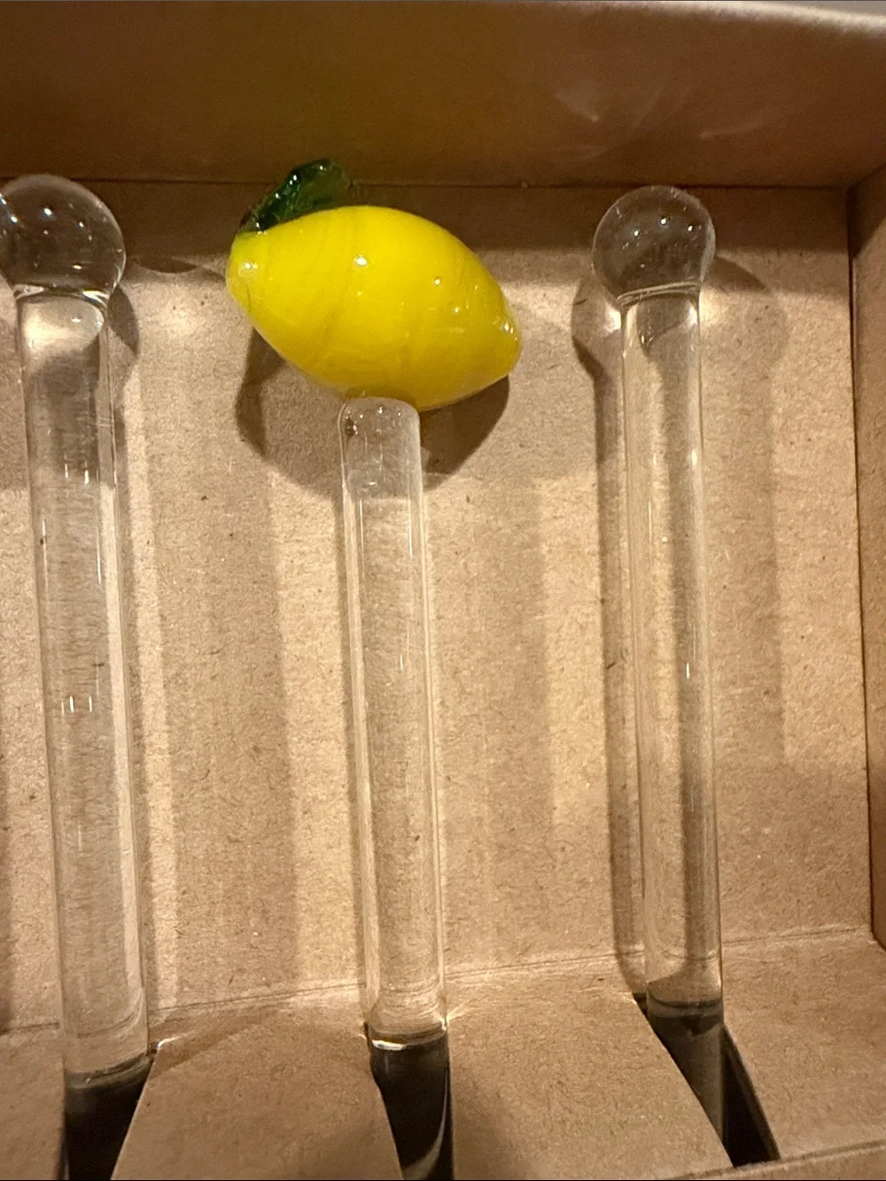 Crate&Barrel Lemin Glass Stirrers, Set of 4